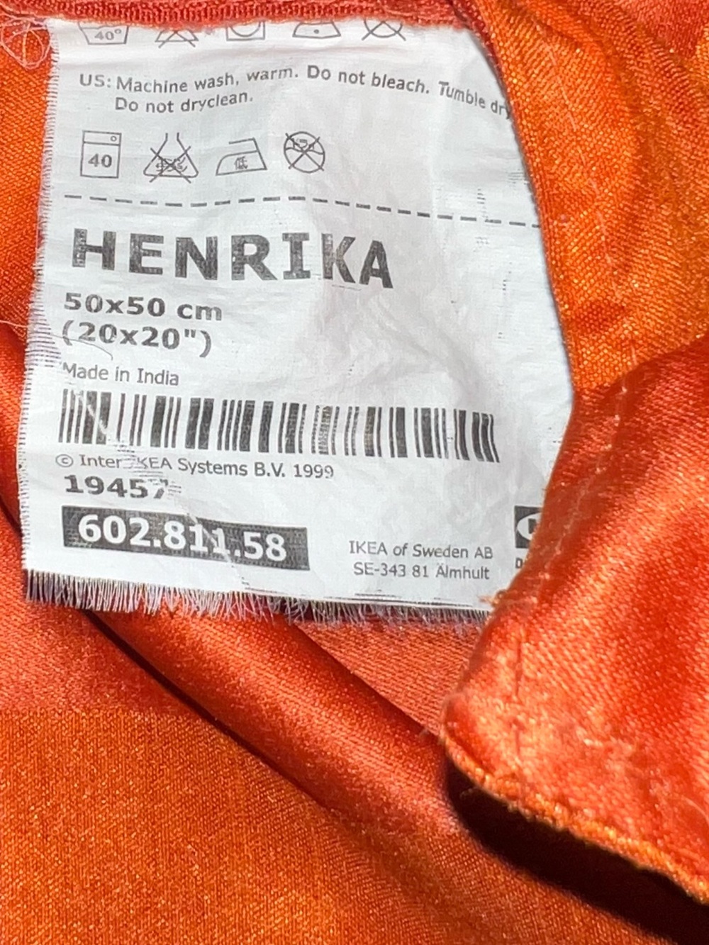 Set of 5 IKEA Henrika Orange Striped Satin Pillow Covers - Picture 5 of 5